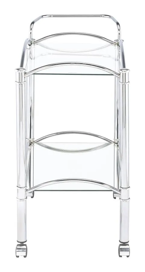 2-tier Serving Cart with Glass Top Chrome and Clear