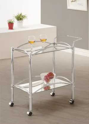 2-tier Serving Cart with Glass Top Chrome and Clear