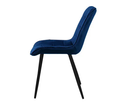 2 Toula Dining Chairs Kitchen Chairs Velvet Upholstered Blue
