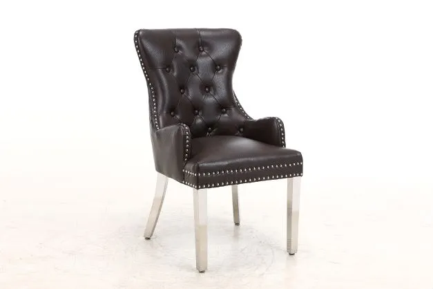 2x Rebecca Leather Aire Dining Chairs | 4 Colours