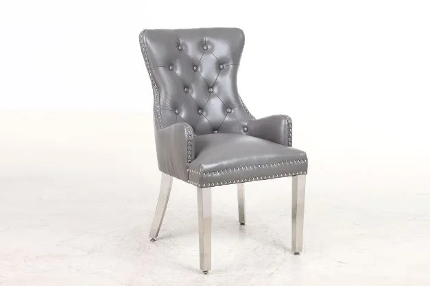 2x Rebecca Leather Aire Dining Chairs | 4 Colours