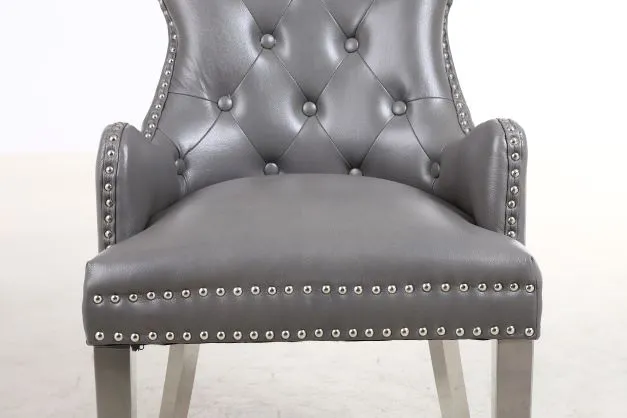 2x Rebecca Leather Aire Dining Chairs | 4 Colours