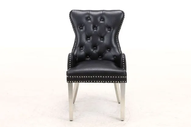 2x Rebecca Leather Aire Dining Chairs | 4 Colours
