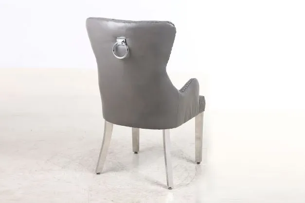 2x Rebecca Leather Aire Dining Chairs | 4 Colours
