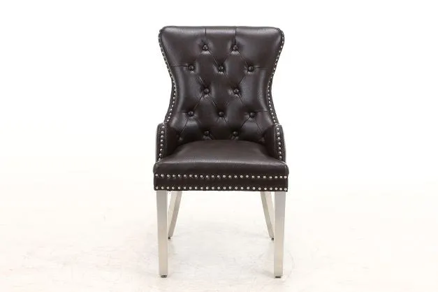2x Rebecca Leather Aire Dining Chairs | 4 Colours