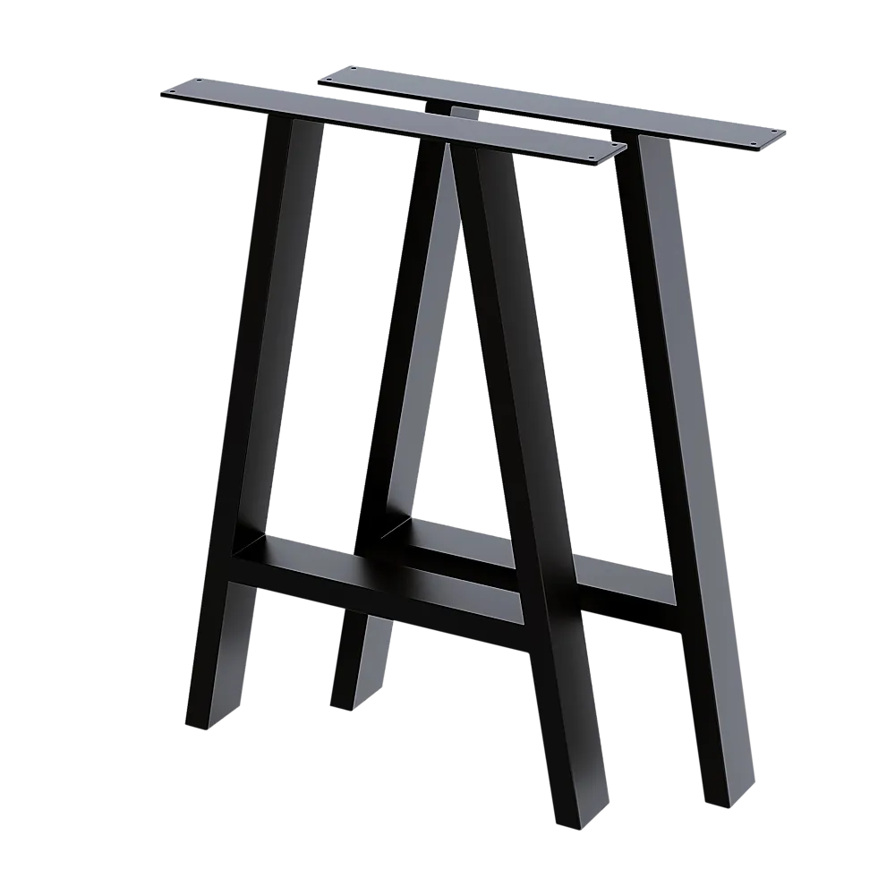 2x Rustic Dining Table Legs Steel Industrial Vintage 71cm - Black