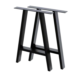 2x Rustic Dining Table Legs Steel Industrial Vintage 71cm - Black