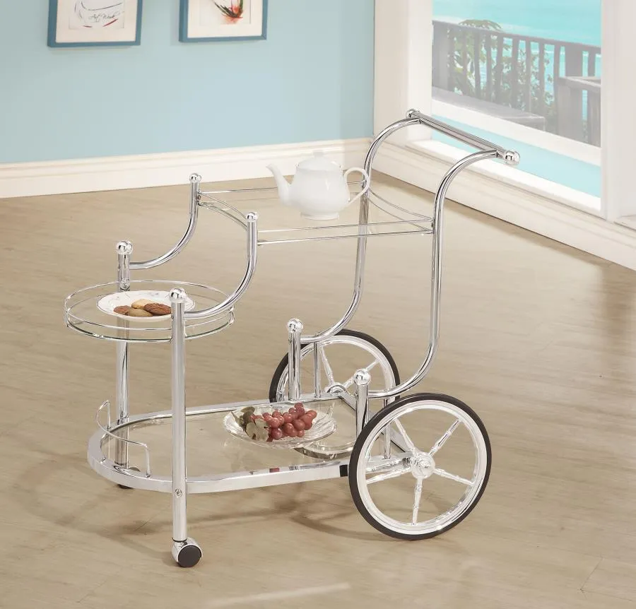 3-tier Serving Cart Chrome and Clear
