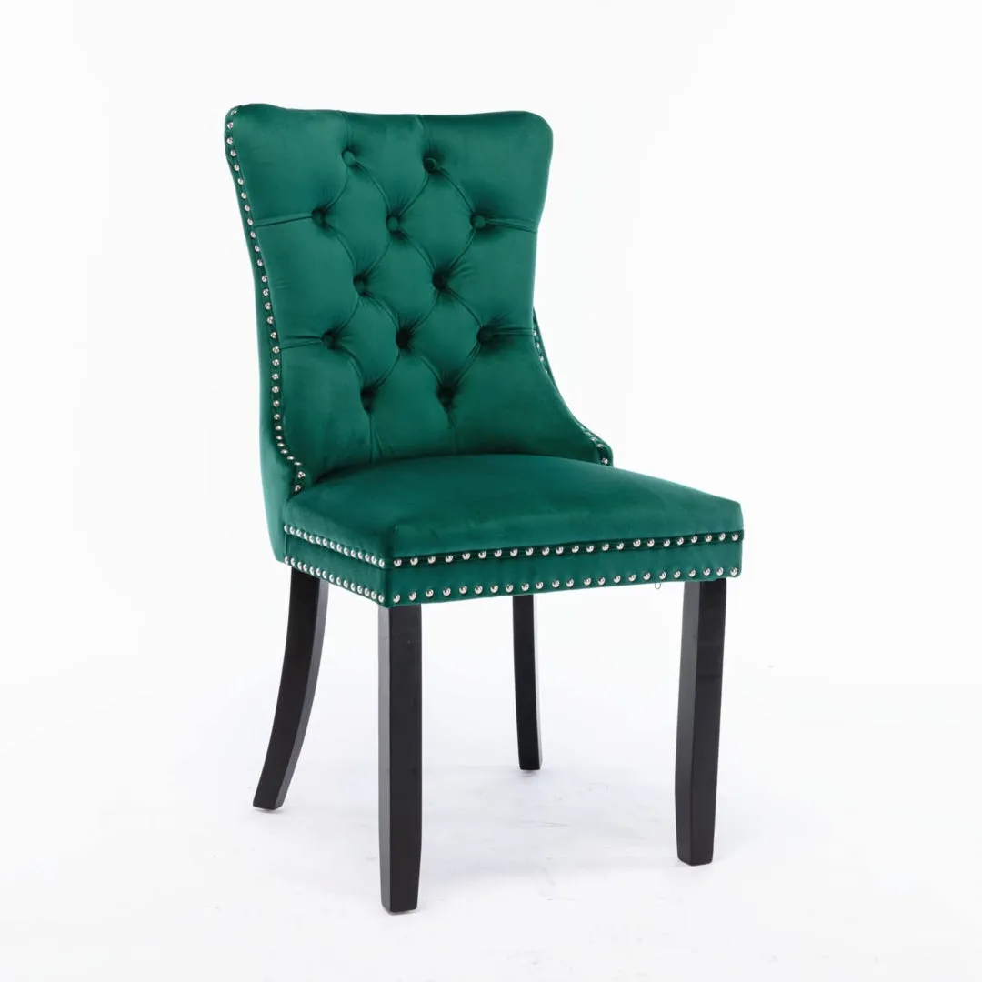 4x Velvet Dining Chairs | Green