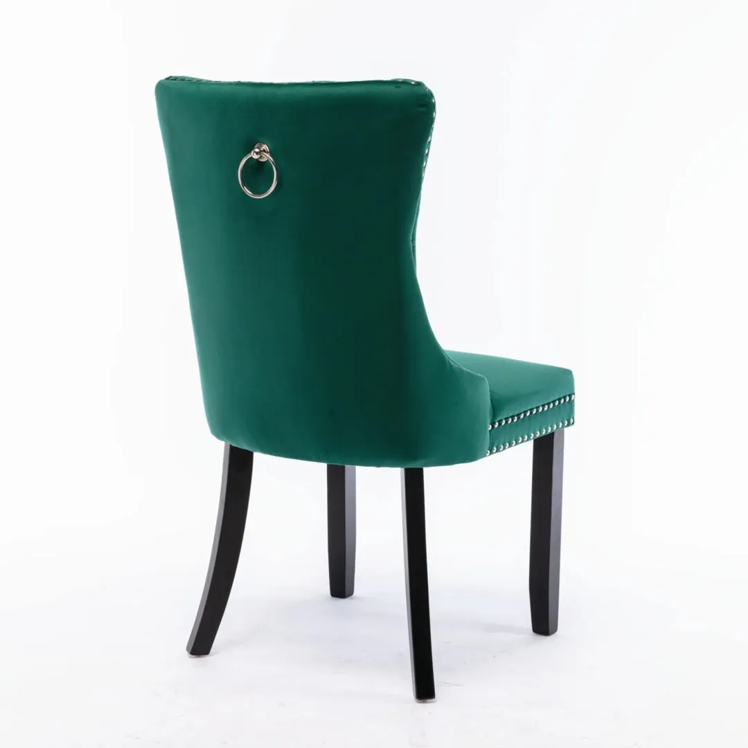 4x Velvet Dining Chairs | Green