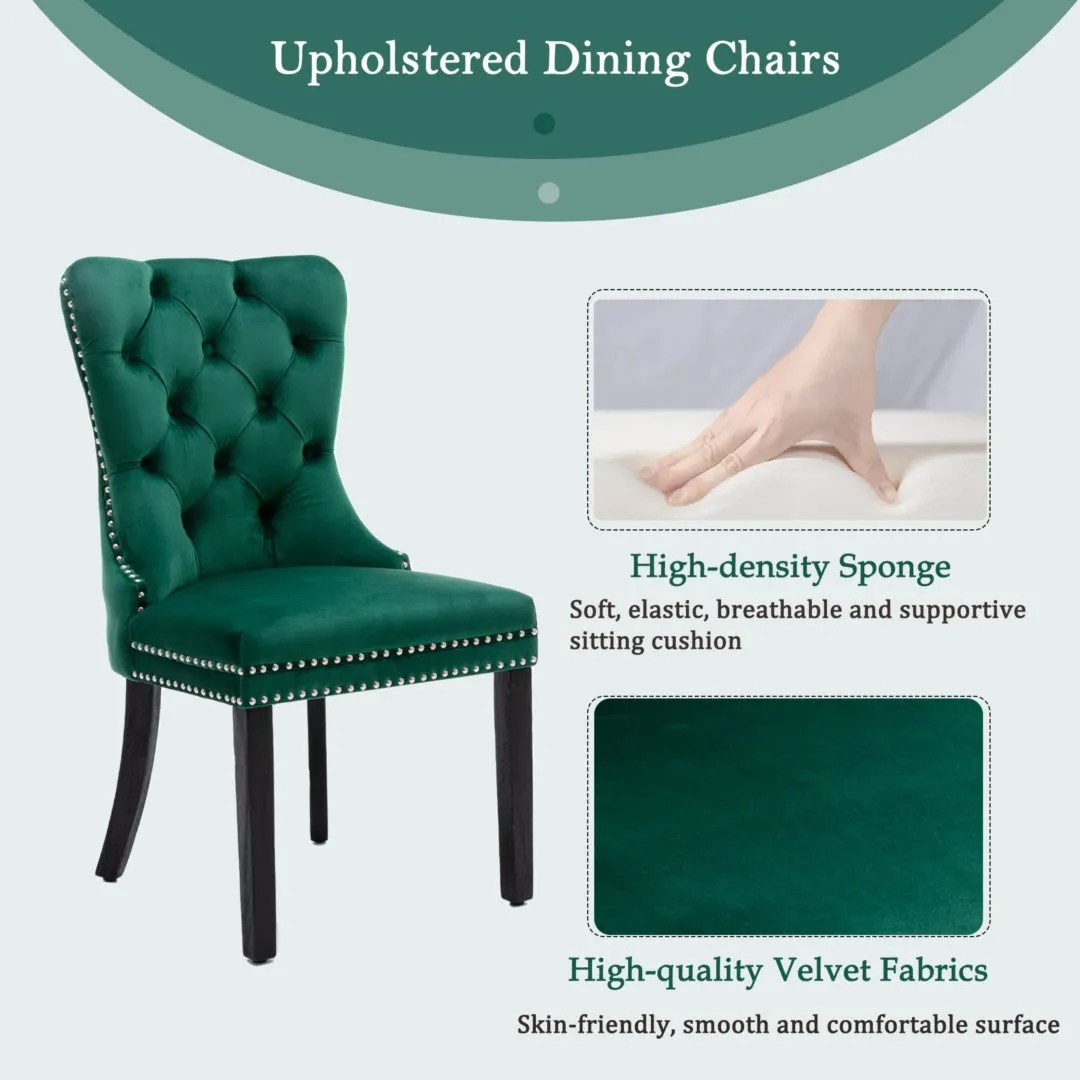 4x Velvet Dining Chairs | Green