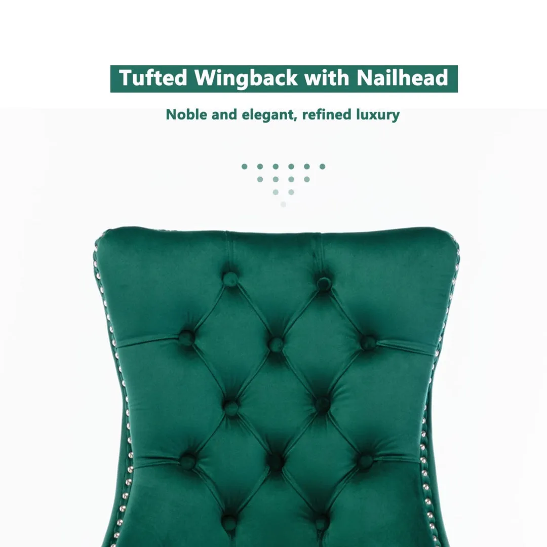 4x Velvet Dining Chairs | Green