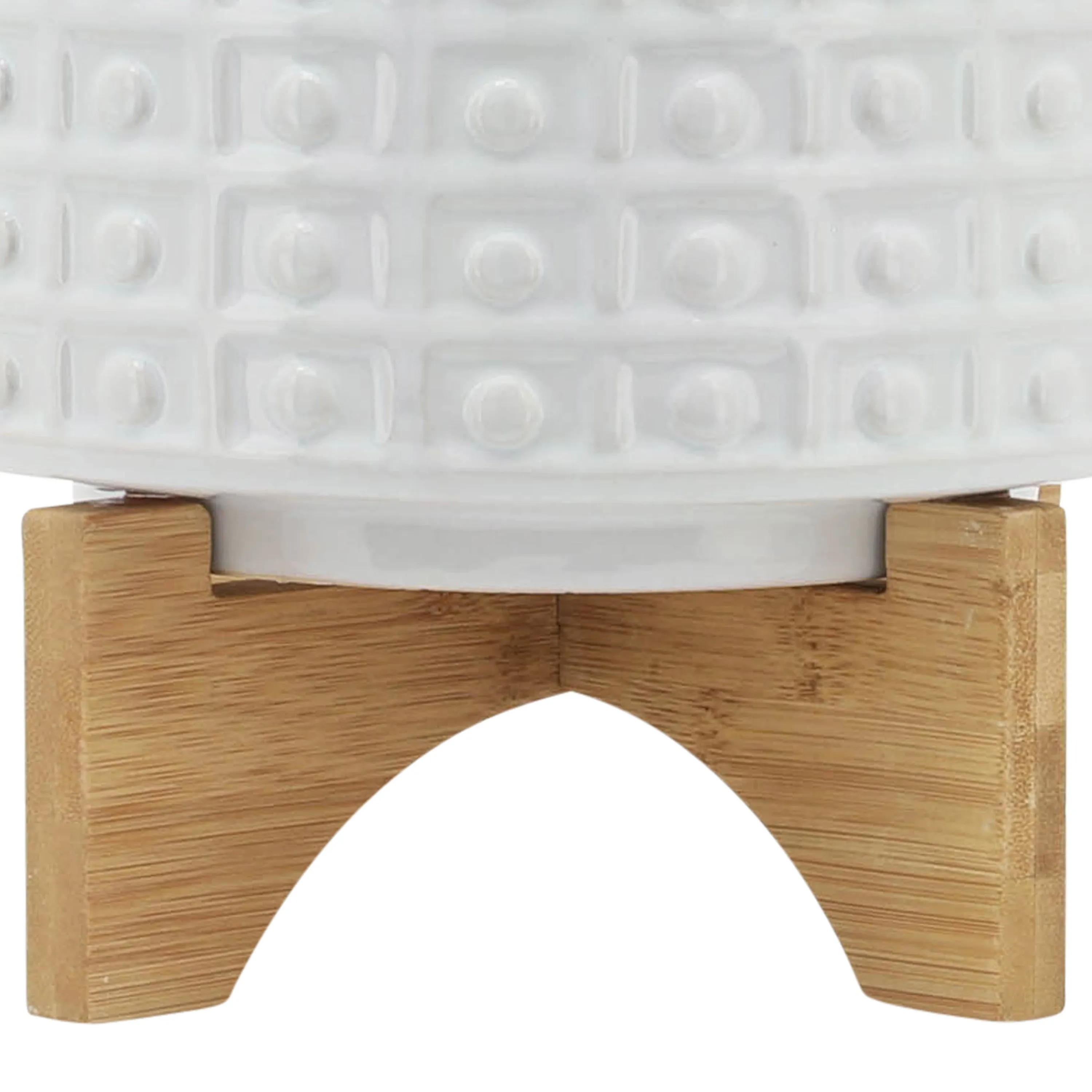 8" Dotted Planter with Stand - White
