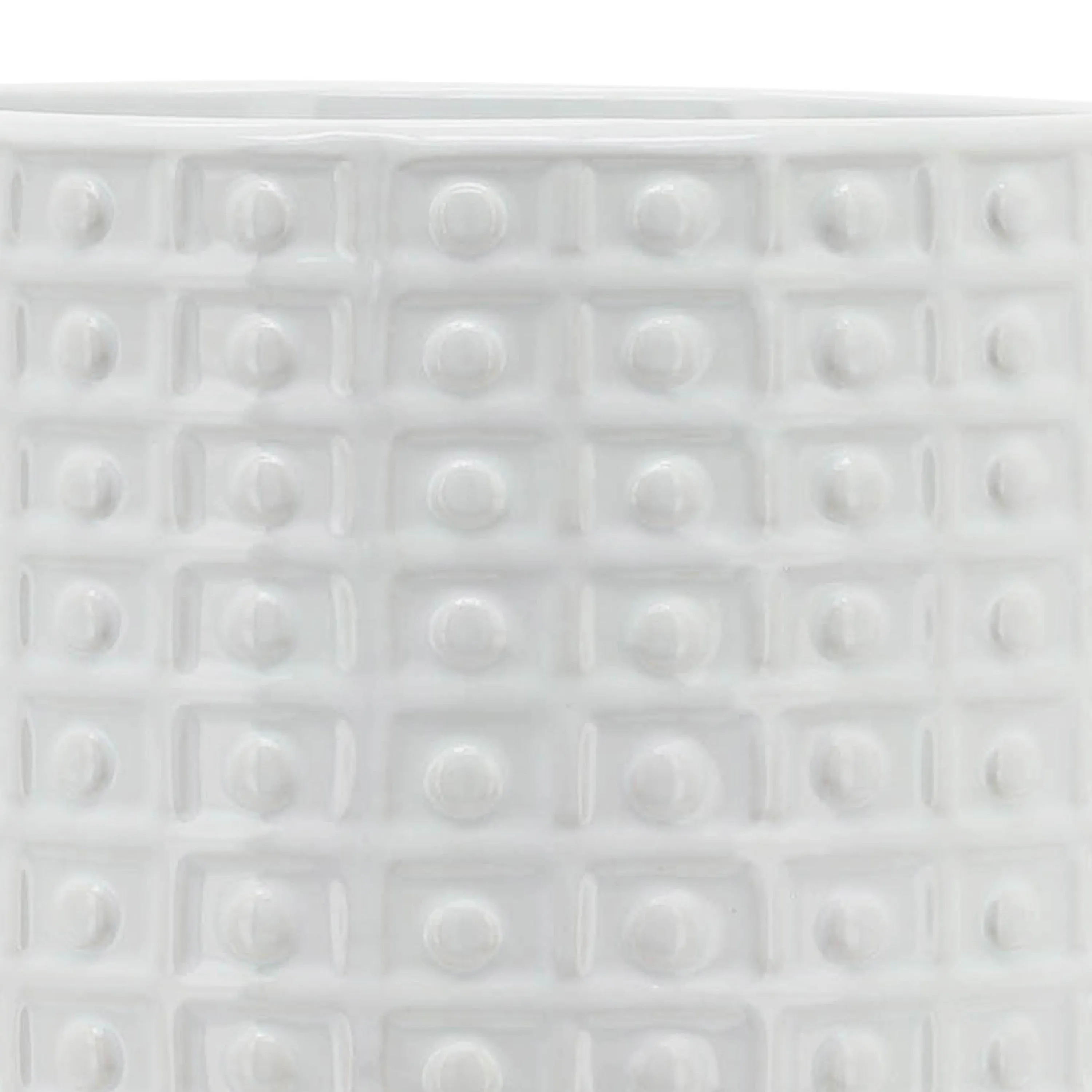 8" Dotted Planter with Stand - White