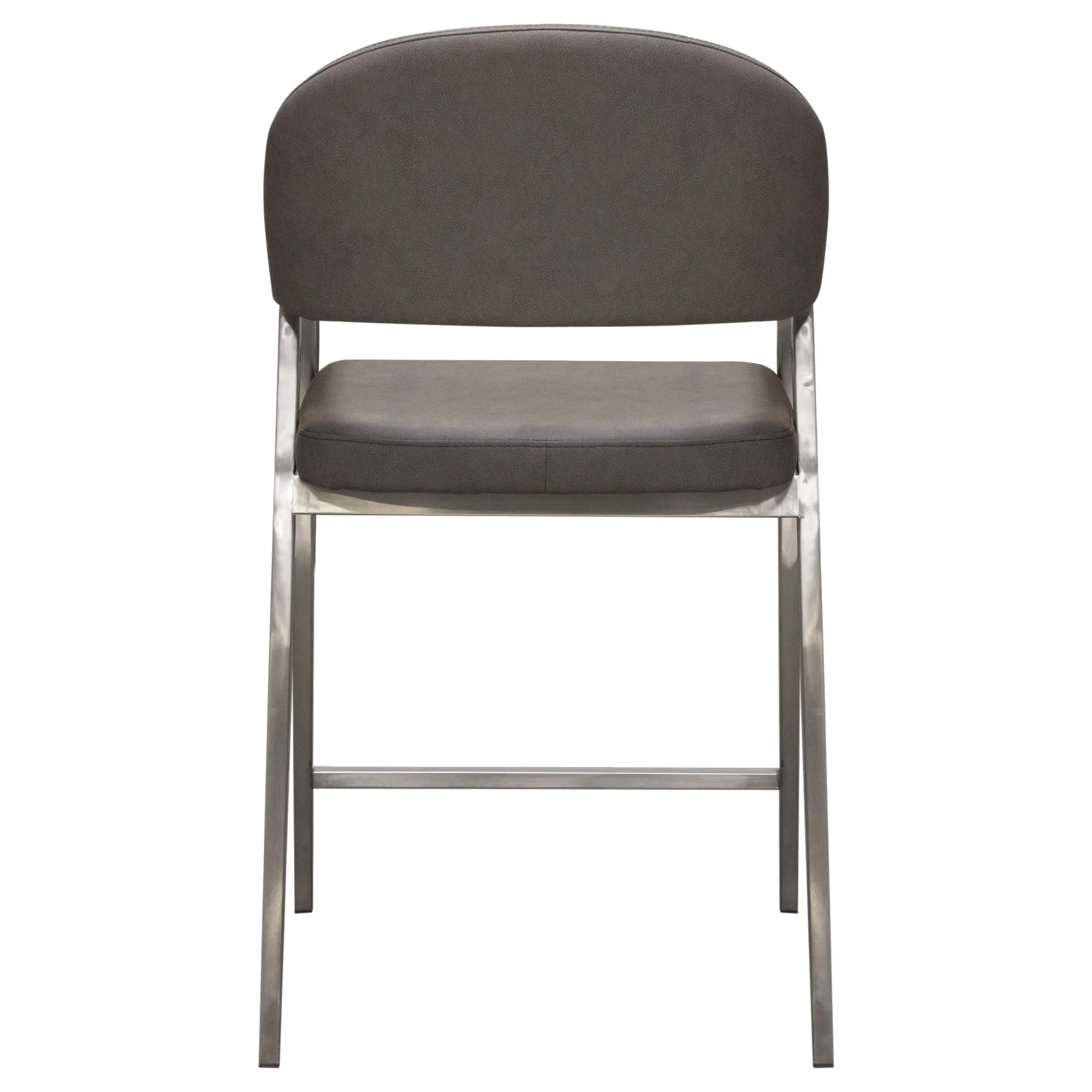 Adele Set of Two Counter Height Chairs in Grey Leatherette w/ Brushed Stainless Steel Leg by Diamond Sofa