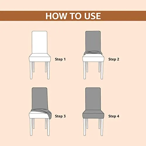 Amazon Brand - Solimo Polyester Spandex Stretchable Dining Chair Slipcover (Pack of 4, Brown)
