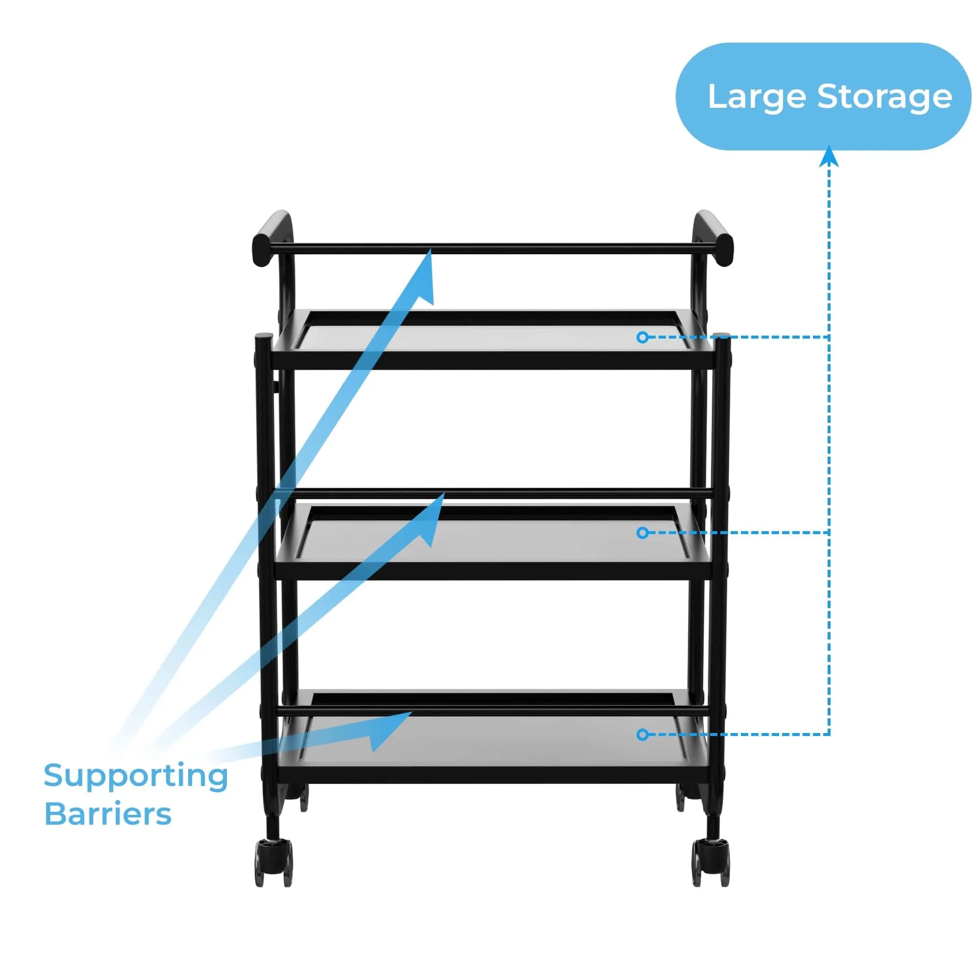 ARCUS Beauty Trolley with 3 Tier Glass Shelves (1013)