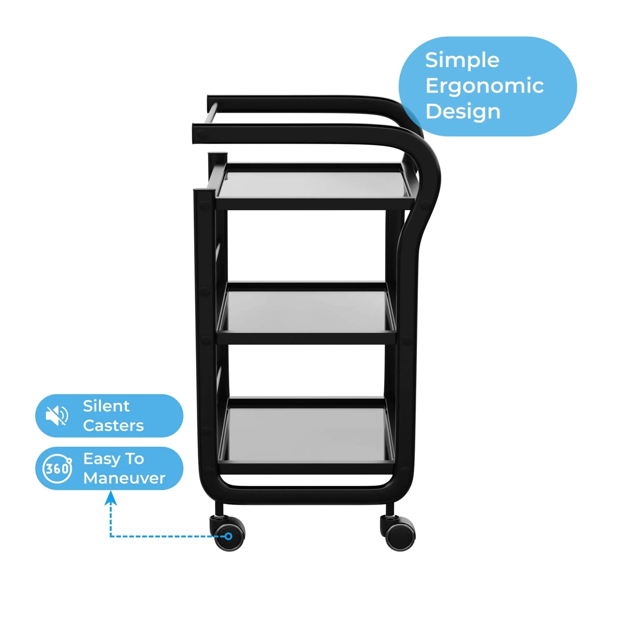 ARCUS Beauty Trolley with 3 Tier Glass Shelves (1013)