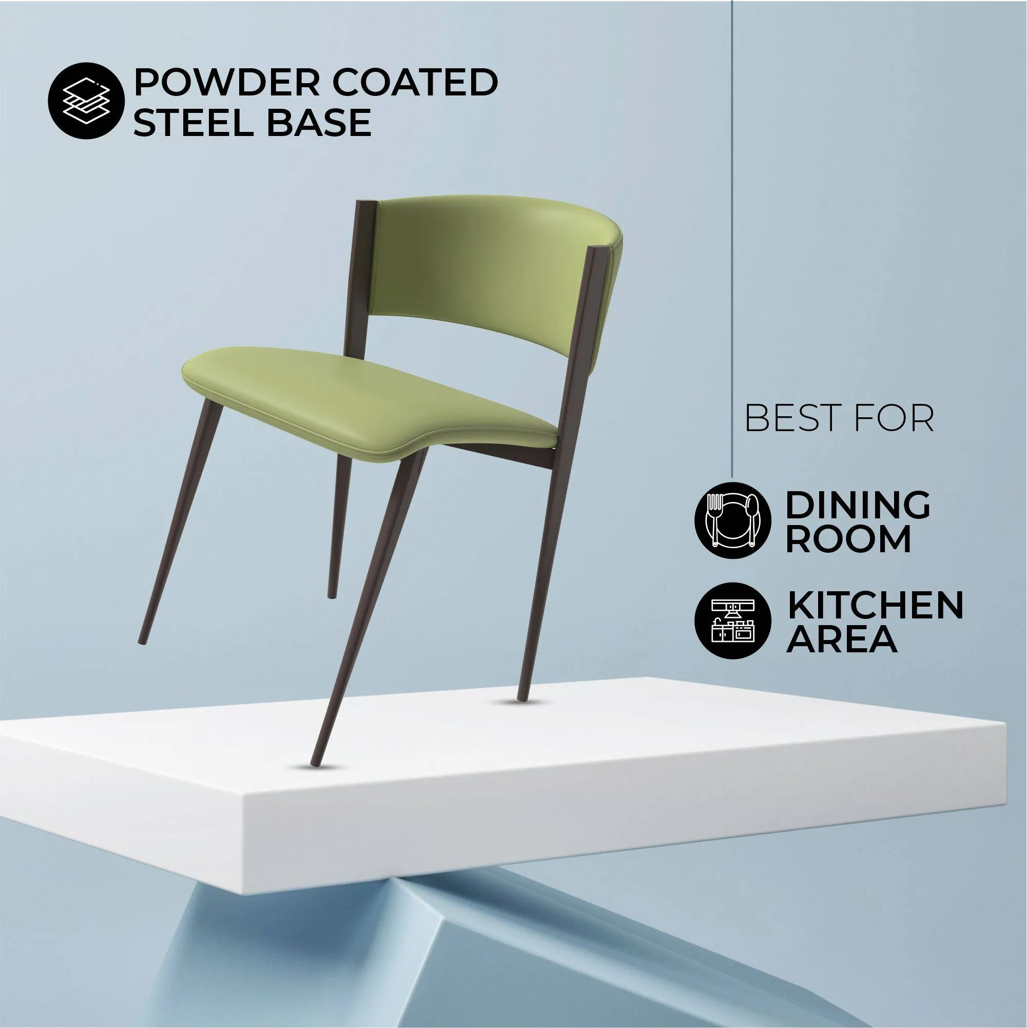 Aspen Dining Chairs Upholstered in Leather Kitchen Room Chairs with Metal Legs Set of 4