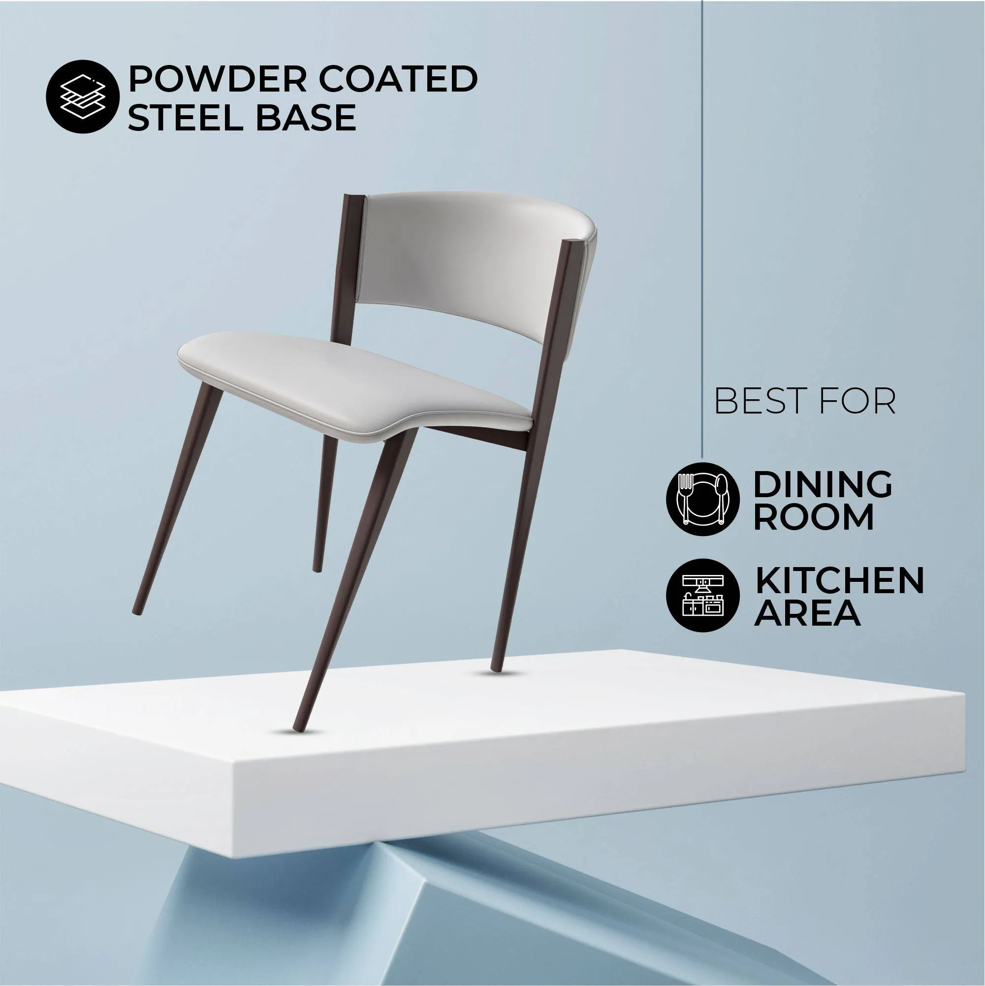 Aspen Dining Chairs Upholstered in Leather Kitchen Room Chairs with Metal Legs Set of 4