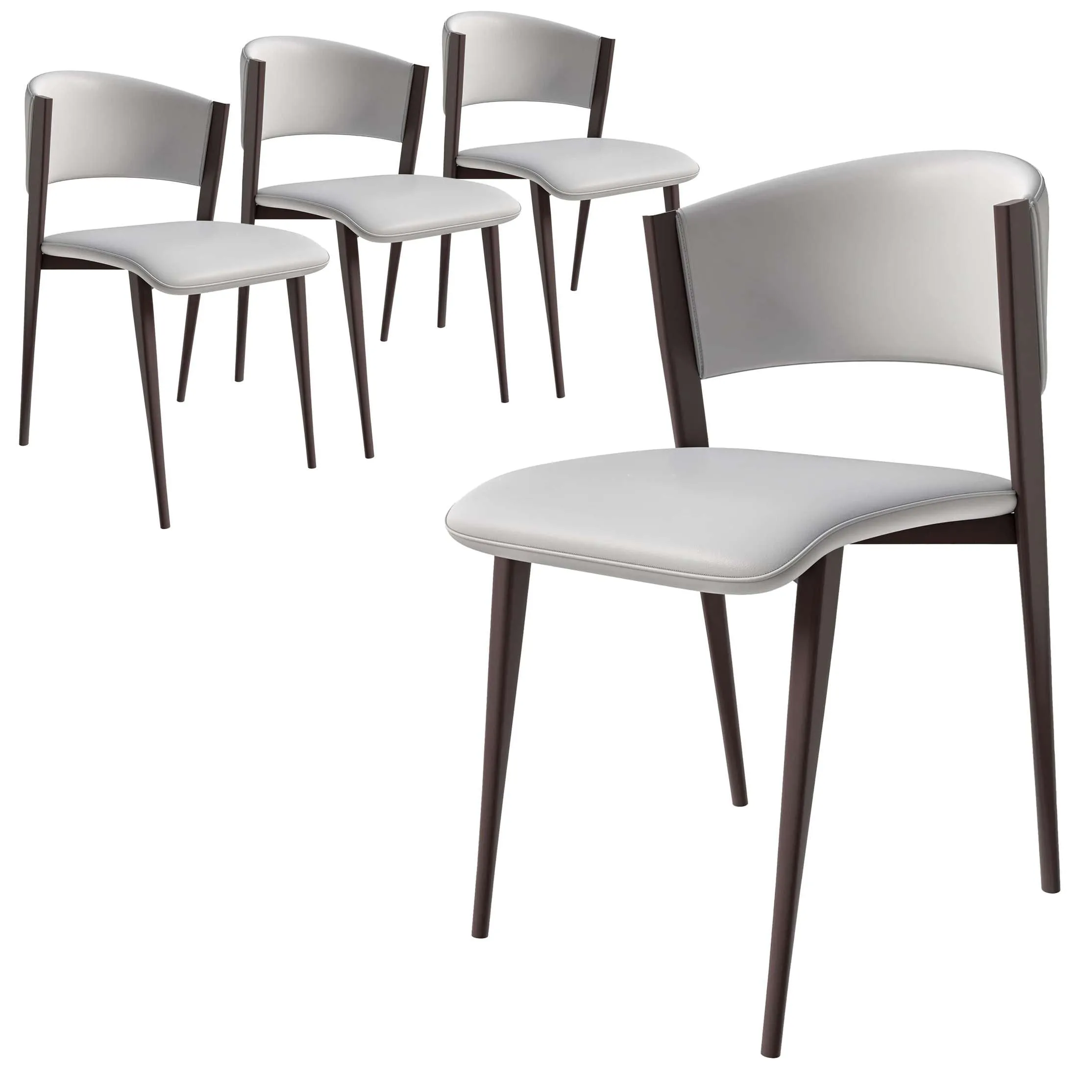 Aspen Dining Chairs Upholstered in Leather Kitchen Room Chairs with Metal Legs Set of 4