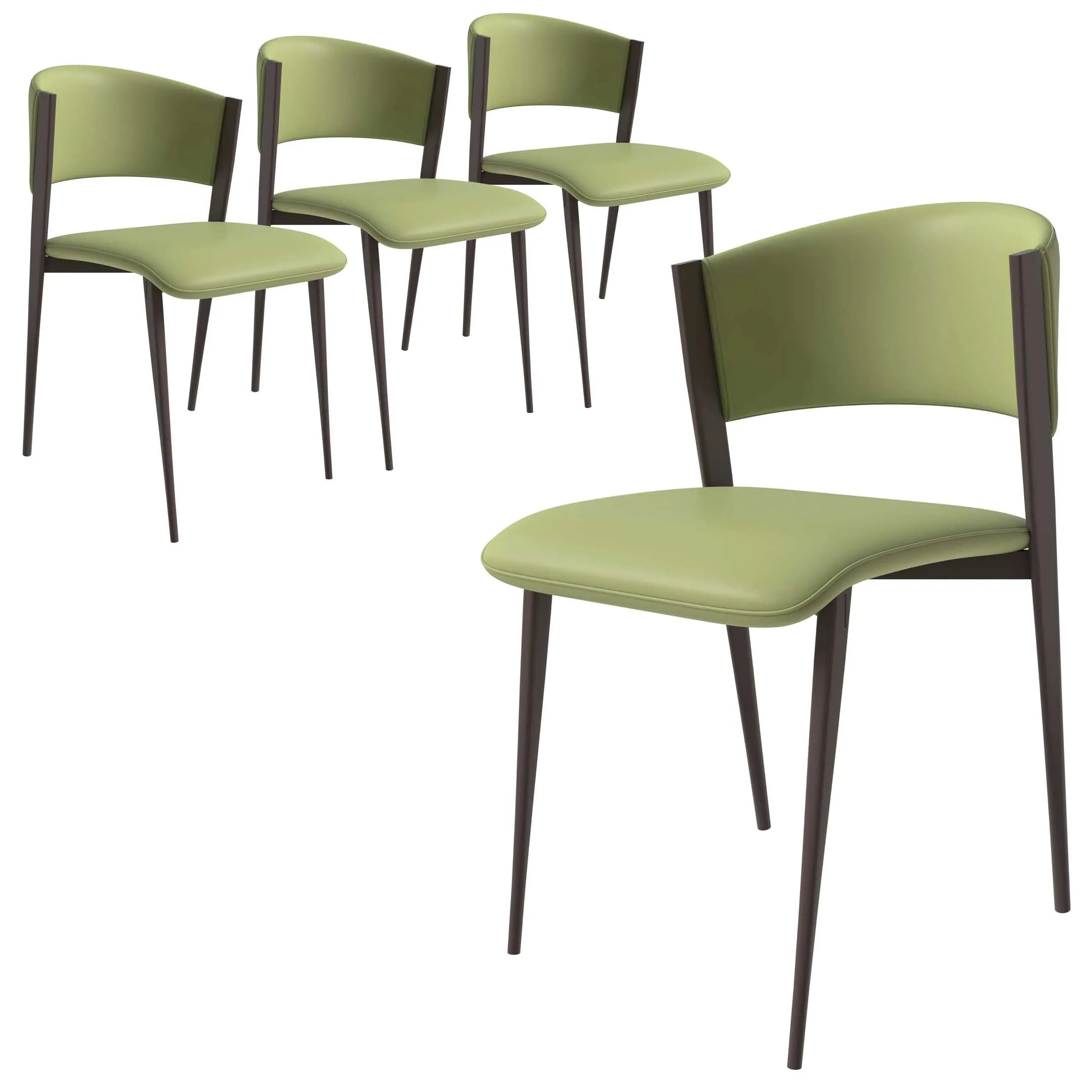 Aspen Dining Chairs Upholstered in Leather Kitchen Room Chairs with Metal Legs Set of 4