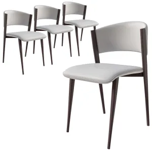 Aspen Dining Chairs Upholstered in Leather Kitchen Room Chairs with Metal Legs Set of 4