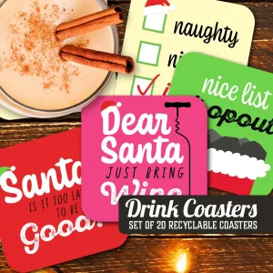 Assorted Satirical Christmas Paper Coaster Set