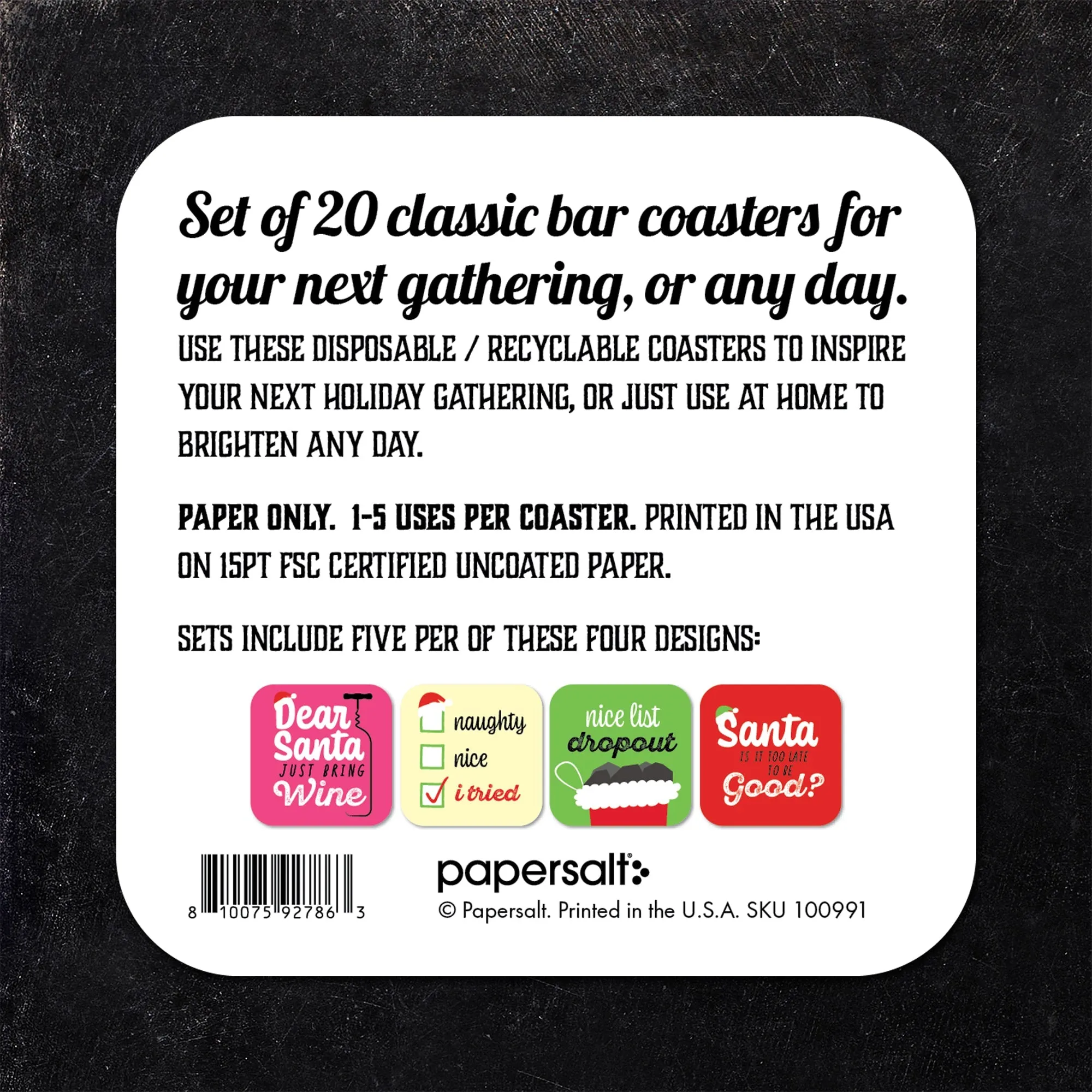 Assorted Satirical Christmas Paper Coaster Set