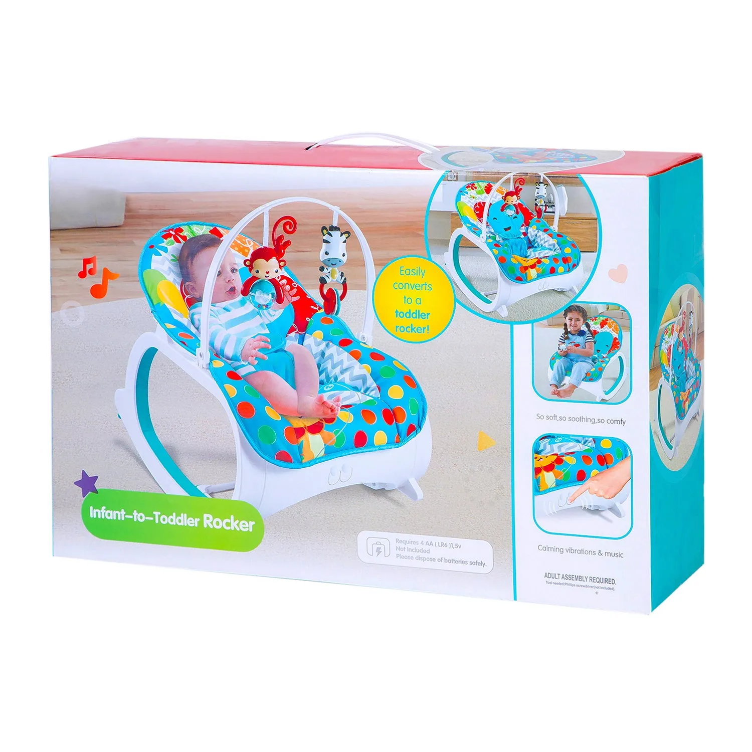 Baby Moo Infant To Toddler Polka Dots Happy Baby Bouncer With Hanging Toys Blue