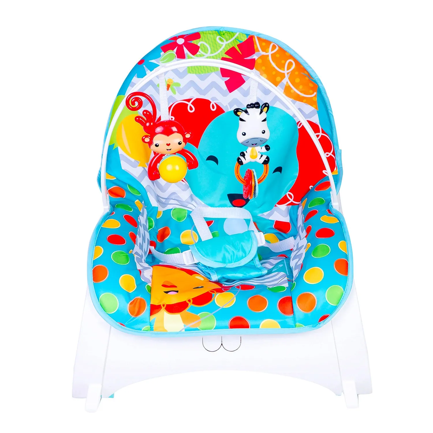 Baby Moo Infant To Toddler Polka Dots Happy Baby Bouncer With Hanging Toys Blue