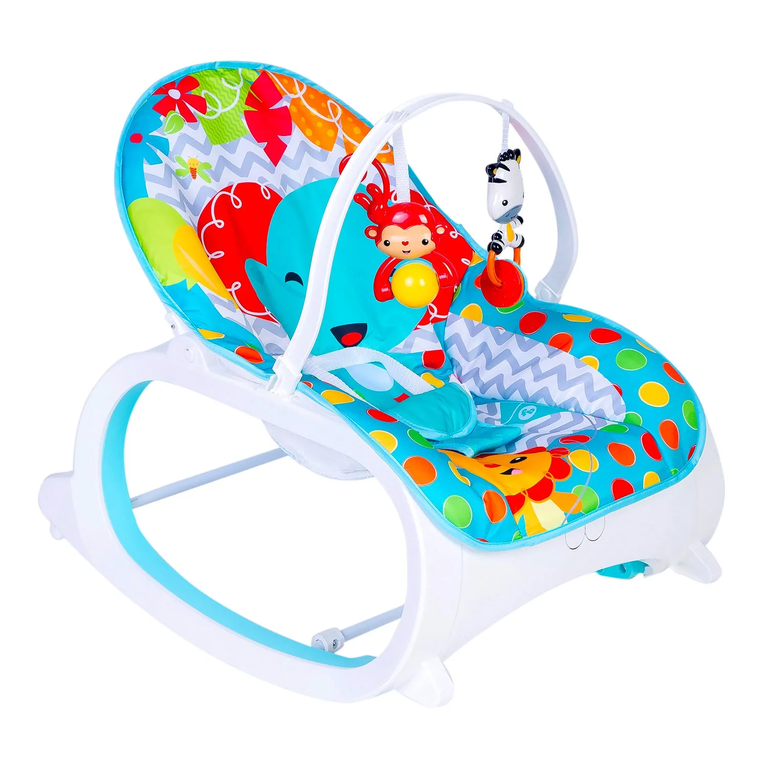 Baby Moo Infant To Toddler Polka Dots Happy Baby Bouncer With Hanging Toys Blue