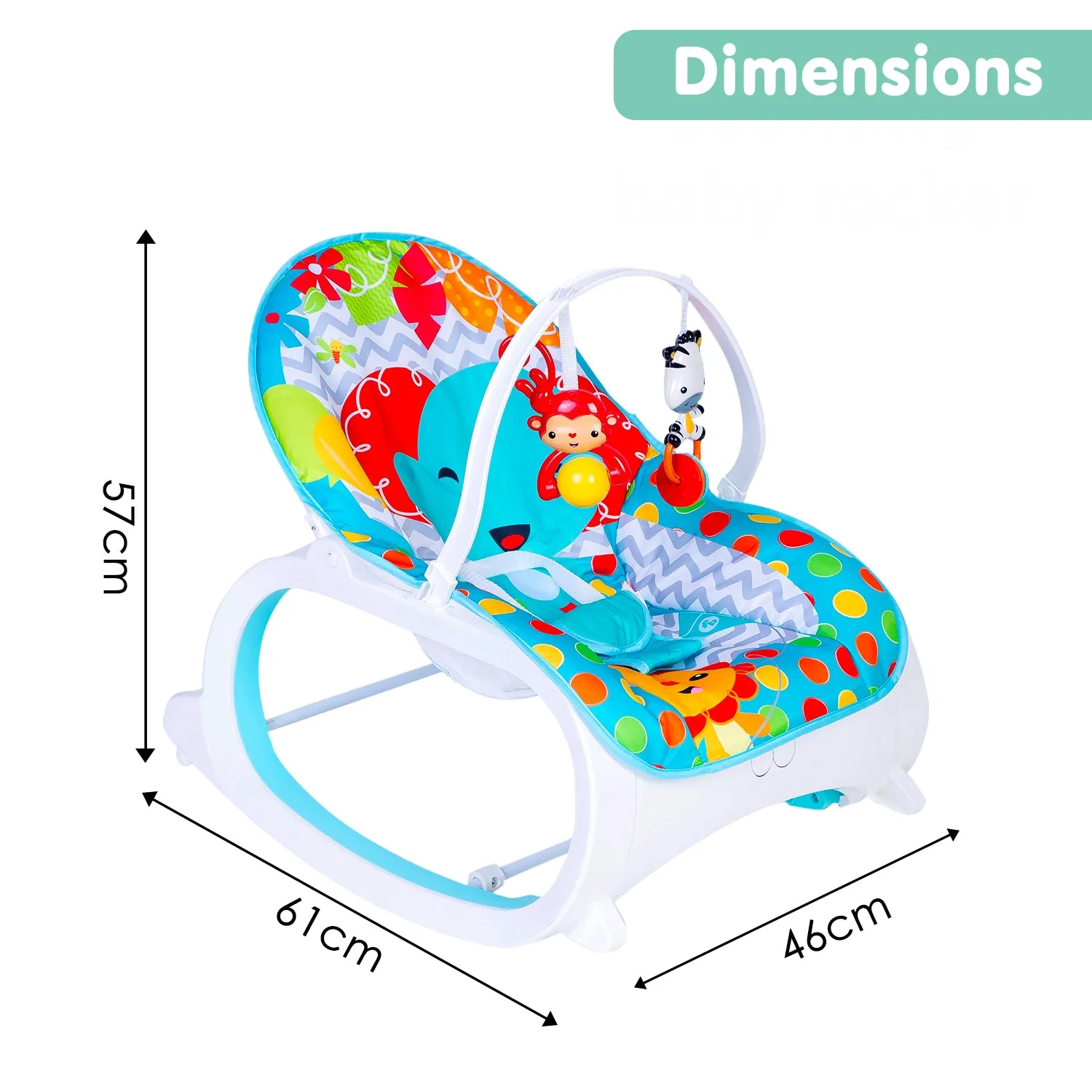 Baby Moo Infant To Toddler Polka Dots Happy Baby Bouncer With Hanging Toys Blue