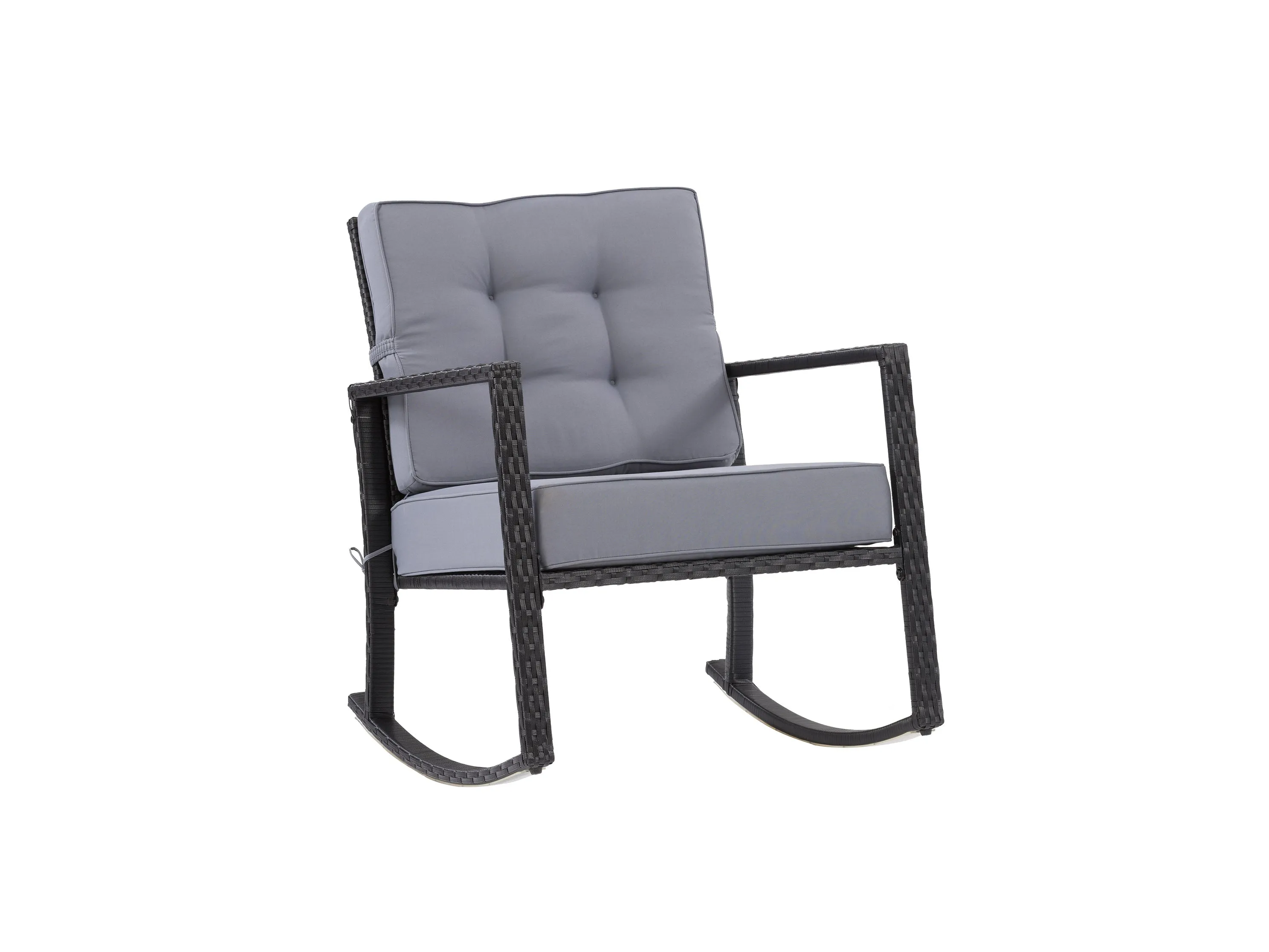 Black and Grey Wicker Outdoor Rocking Chair