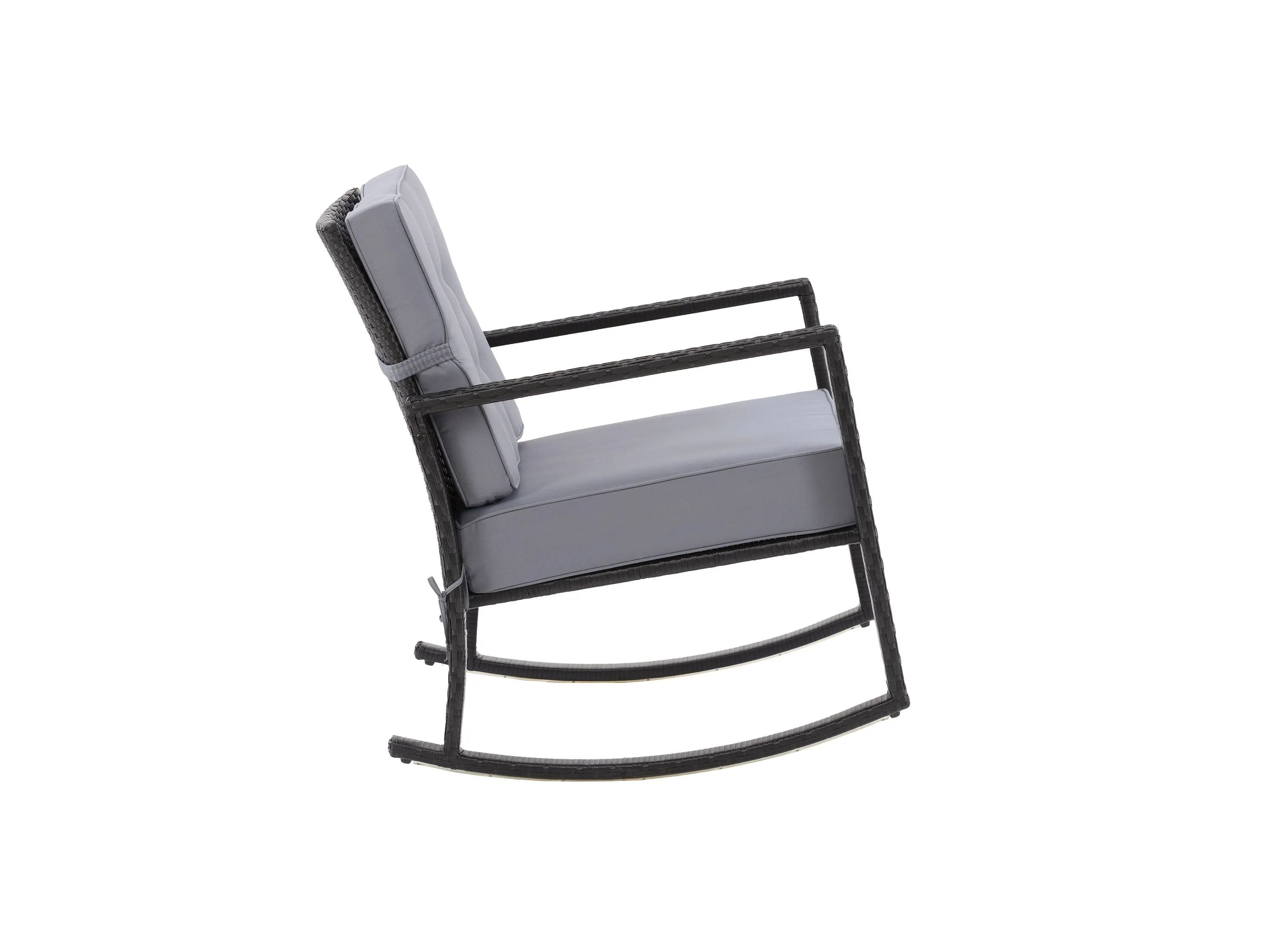 Black and Grey Wicker Outdoor Rocking Chair