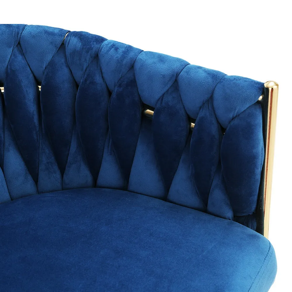 Blue Velvet Armchair Dining Chair with Steel Legs - Artiss