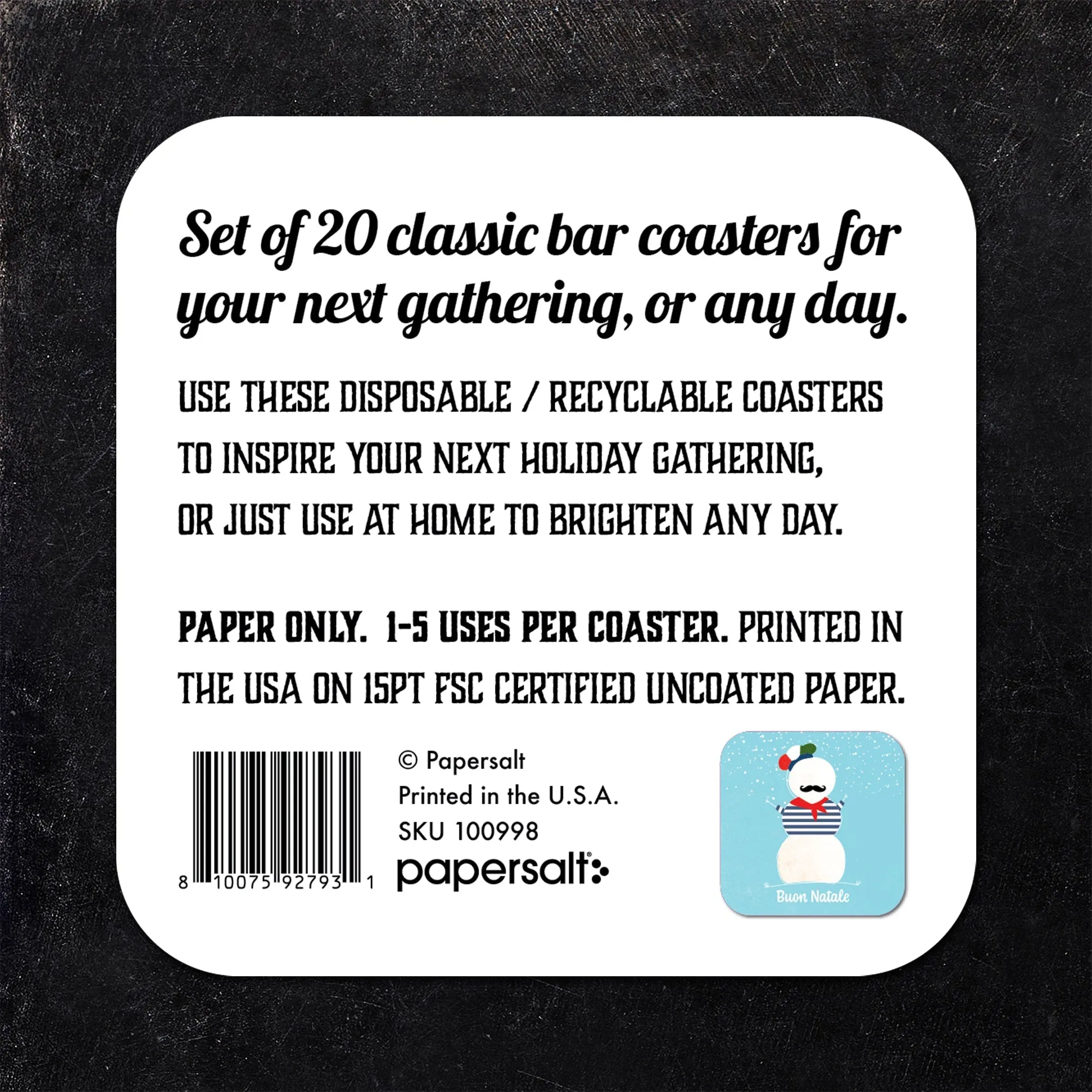 Buon Natale (Snowman) Christmas Coaster Set