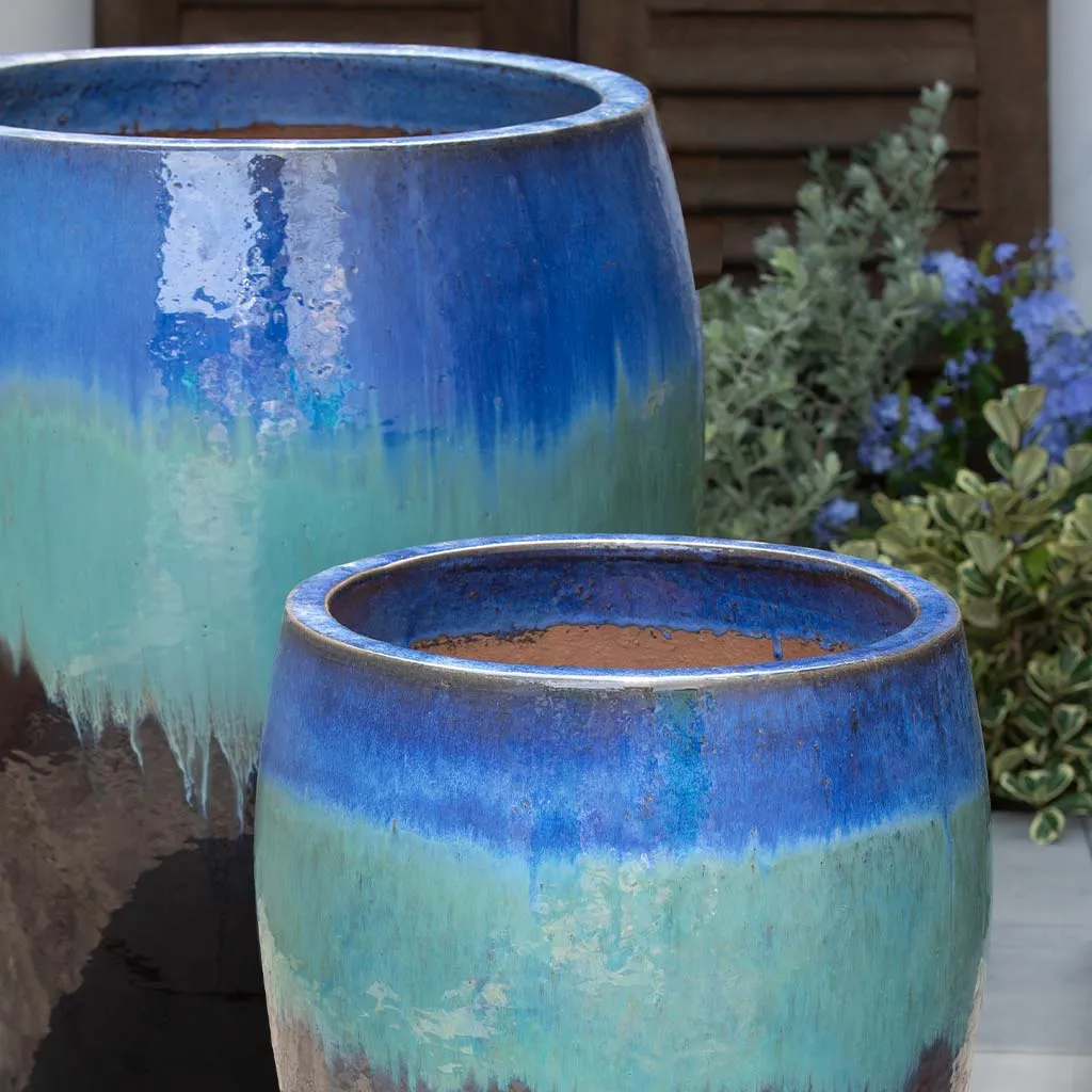 Campania International Cabana Planter in Running Blue Brown set of 2