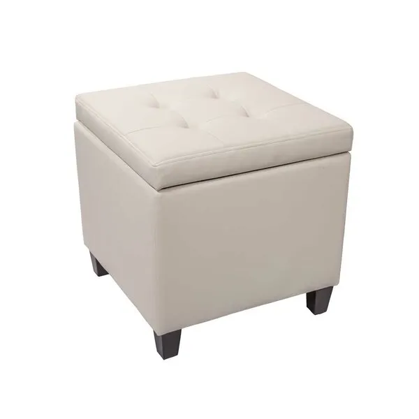Carrol Square Shape Leather Ottoman Pouffe Stool