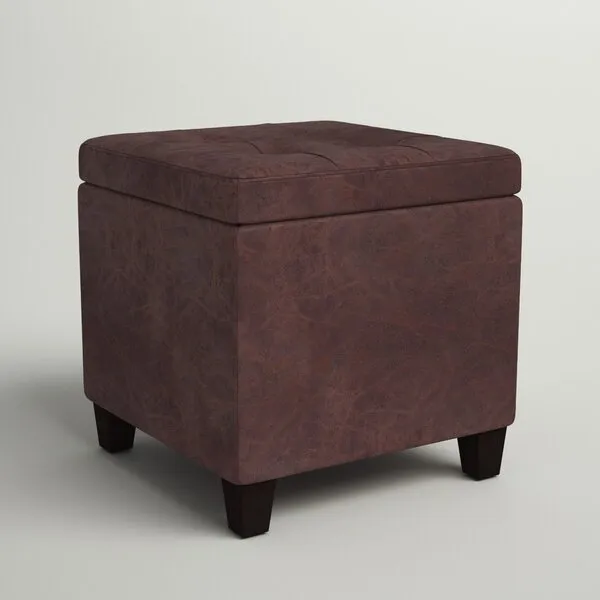 Carrol Square Shape Leather Ottoman Pouffe Stool