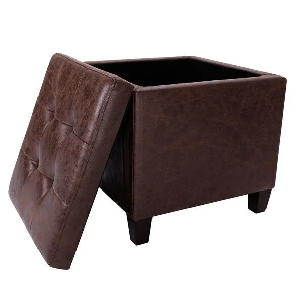 Carrol Square Shape Leather Ottoman Pouffe Stool