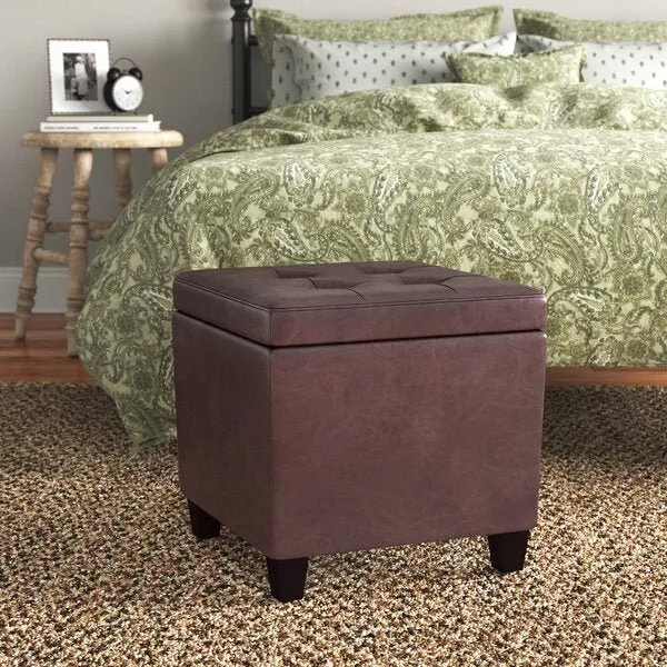 Carrol Square Shape Leather Ottoman Pouffe Stool