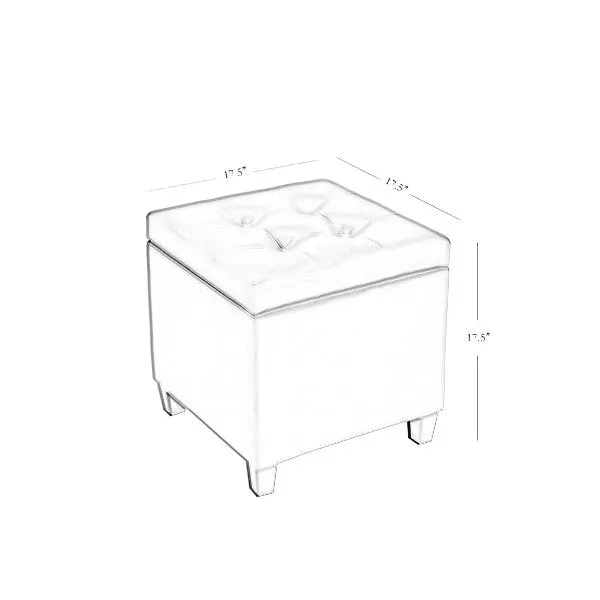 Carrol Square Shape Leather Ottoman Pouffe Stool