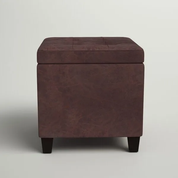 Carrol Square Shape Leather Ottoman Pouffe Stool