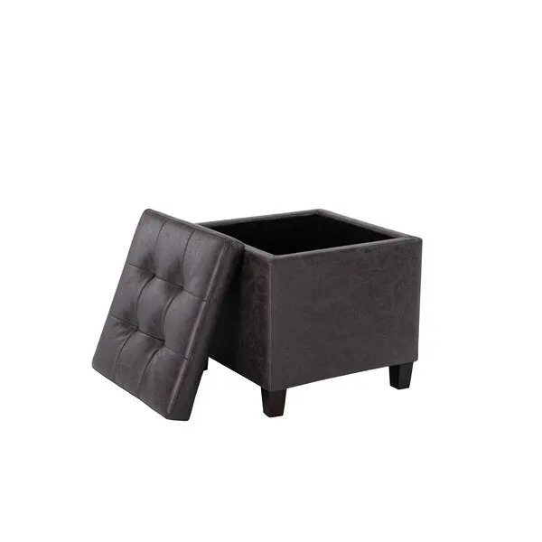 Carrol Square Shape Leather Ottoman Pouffe Stool