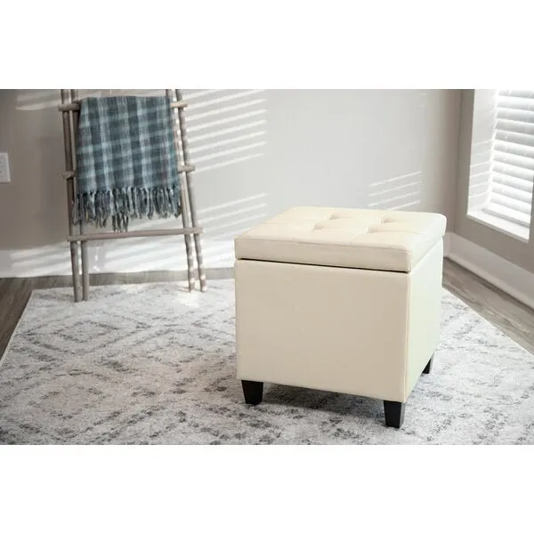 Carrol Square Shape Leather Ottoman Pouffe Stool