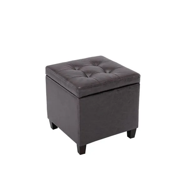 Carrol Square Shape Leather Ottoman Pouffe Stool