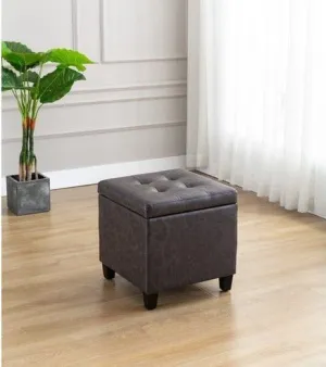 Carrol Square Shape Leather Ottoman Pouffe Stool
