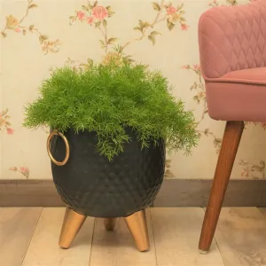 Cauldron Style Black Metal Planter