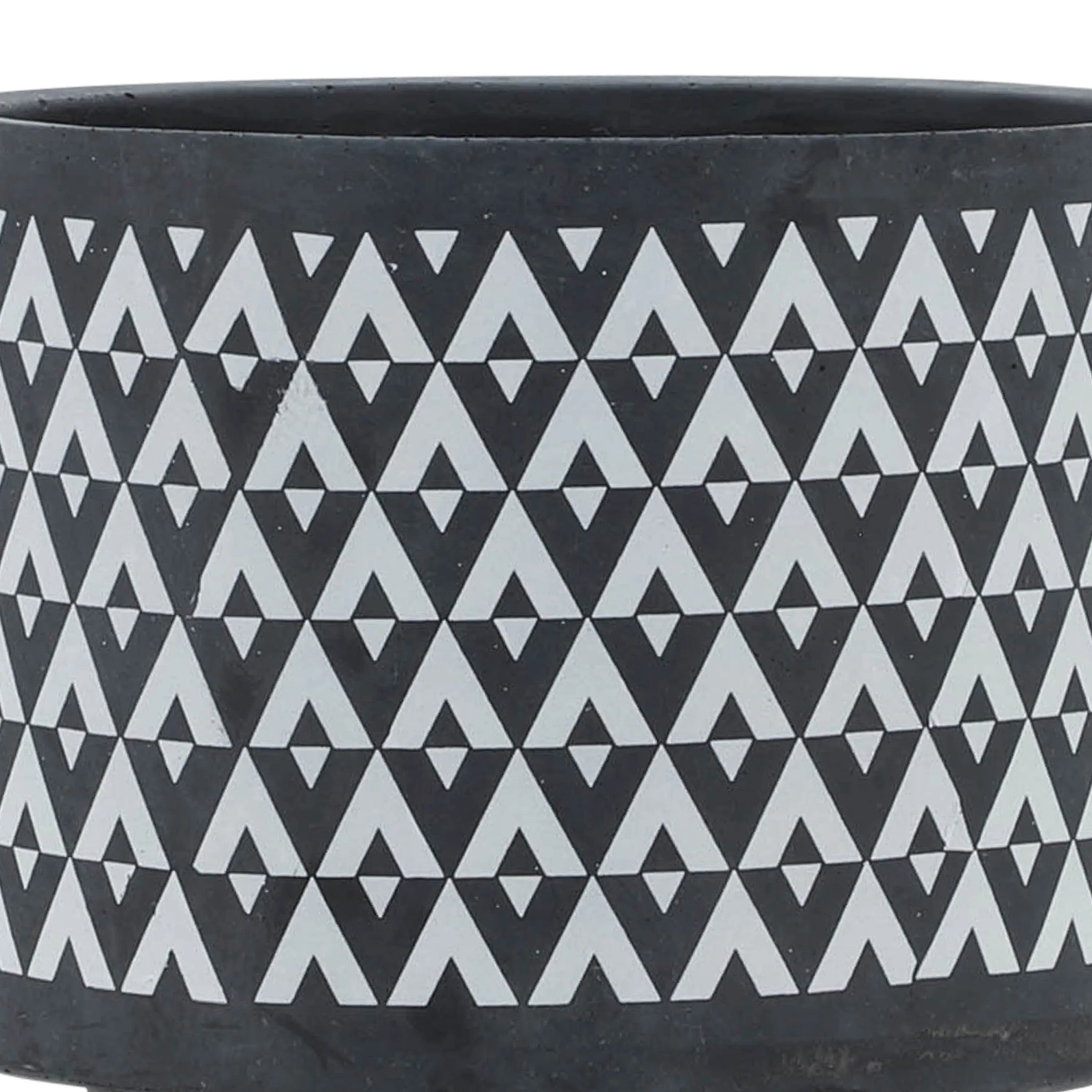 CERAMIC 8" AZTEC PLANTER ON WOODEN STAND, GRAY